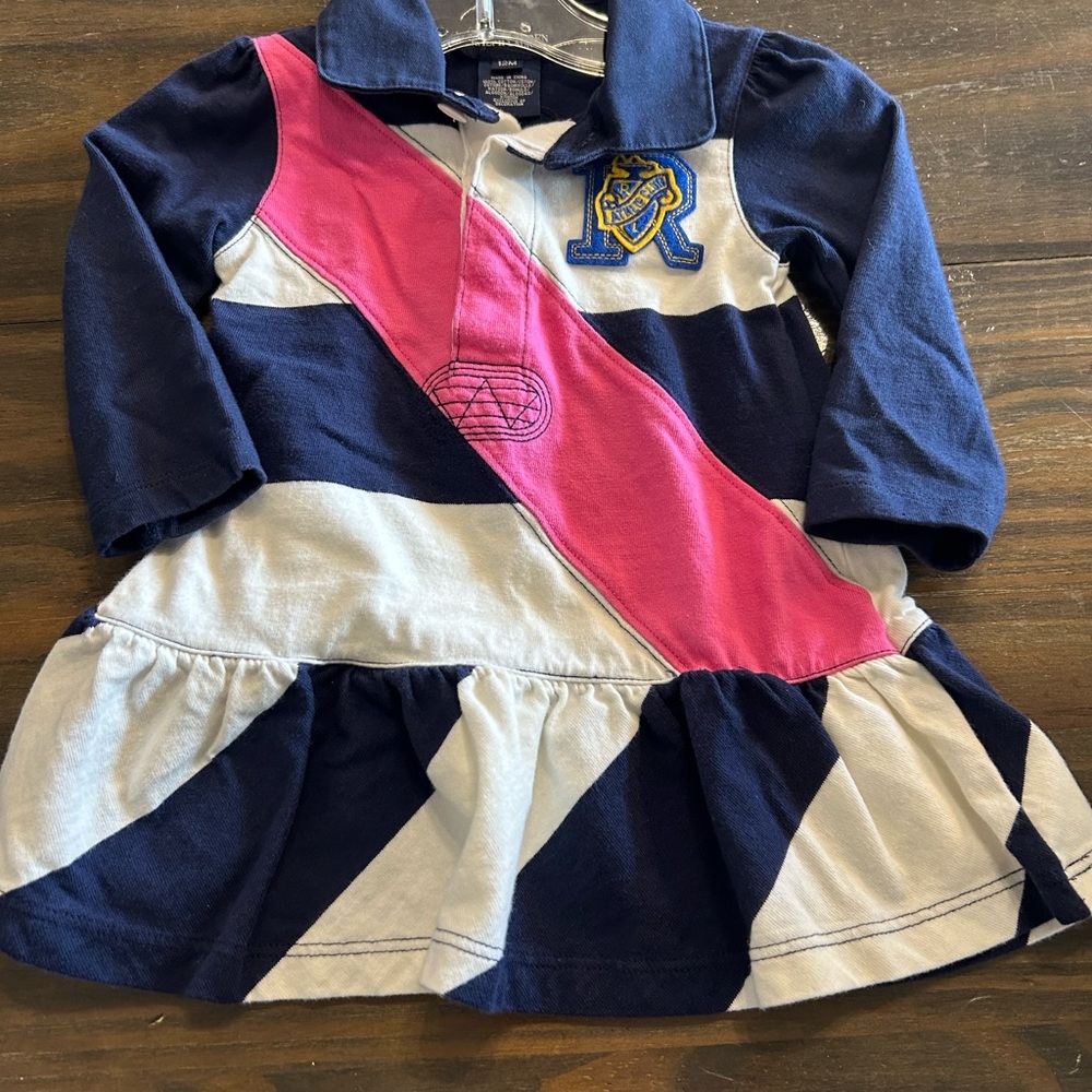 Ralph Lauren Navy and Pink Striped Dress